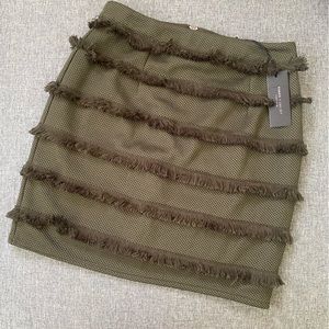 Rome + Juliet Couture Tasseled Olive Green Mini Skirt